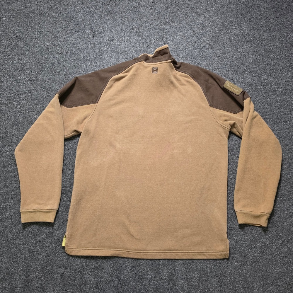5.11 Tactical Radar Fleece Pullover Tan Mens Large 1/4 Zip Reinforced Elbows - Picture 8 of 8